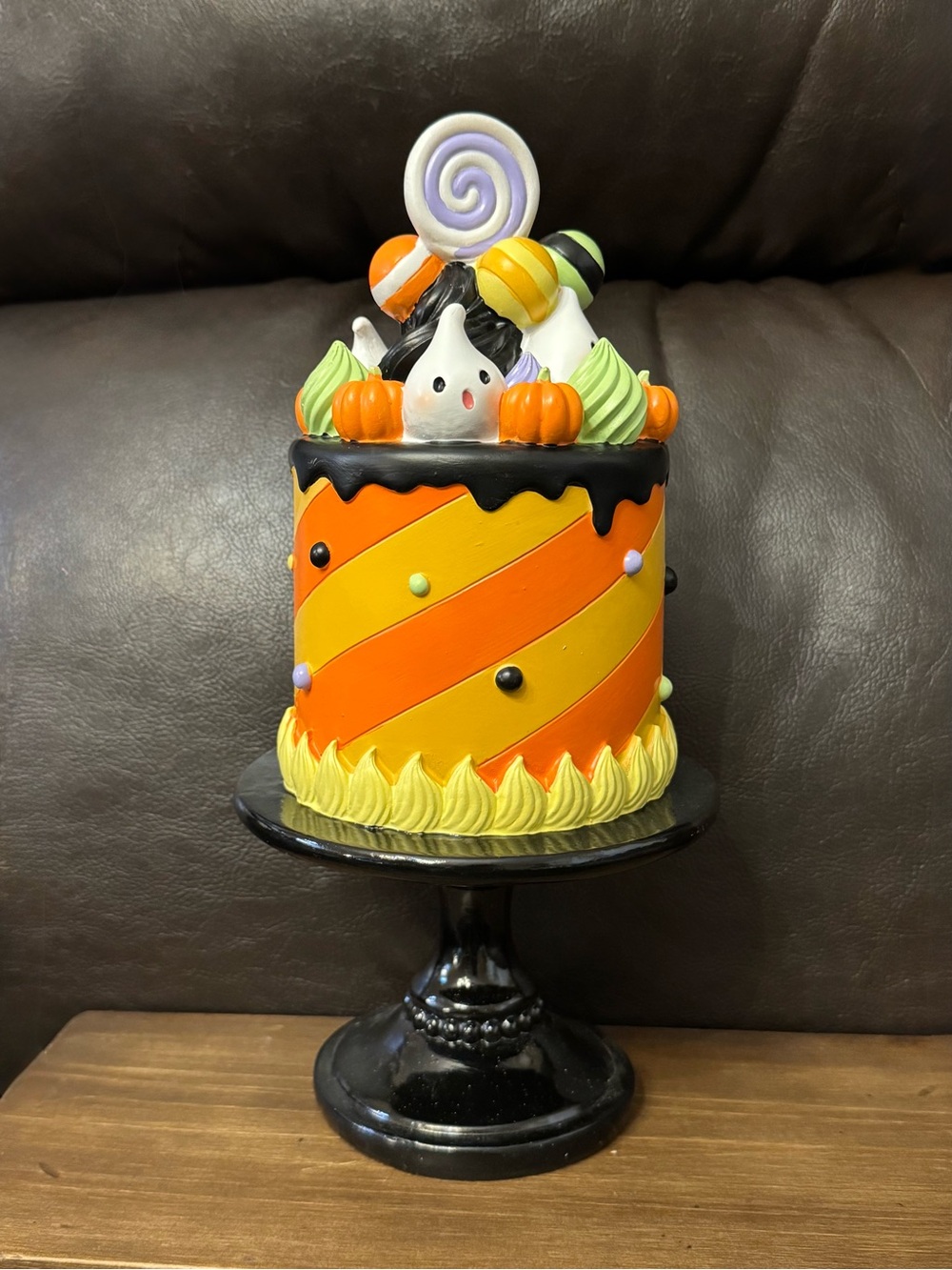 Halloween Orange & Yellow Ghost Cake Decoration - Halloween decor